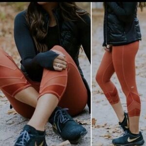 Alo Yoga Burnt Orange Leggings Sz M Womens Crops Mesh